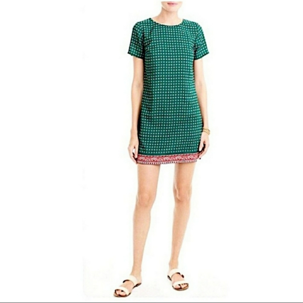 Emerald Patterned Shift Dress